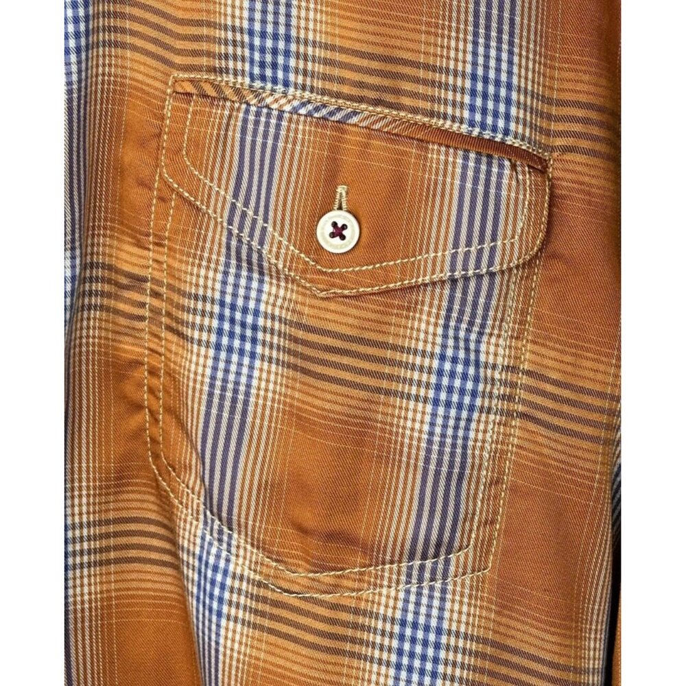 Tommy Bahama Mens Shirt Button Up Long Sleeve Casual Orange Blue Plaid X-Large - Picture 5 of 13